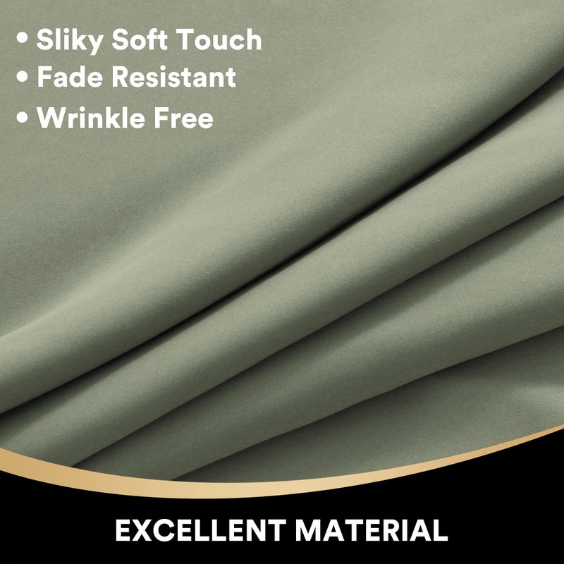 PrinceDeco 100% Blackout Curtains 84 inches Long Pair of Energy Smart & Noise Blocking Out Drapes for Baby Room Window Thermal Insulated Guest Room Lined Window Dressing(Desert Sage  52 inches Wide) - Image 5