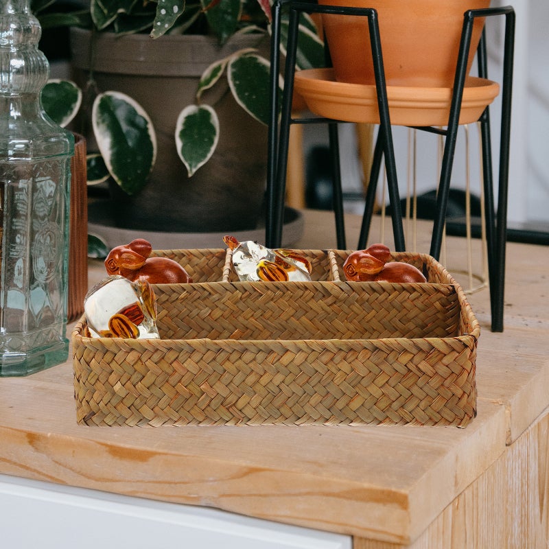 2pcs Hand Woven Storage Basket Sundries Storage Woven Basket Snack Serving Basket for Party - Image 2