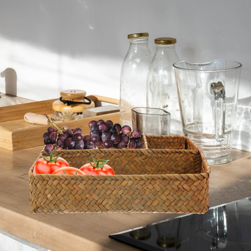 2pcs Hand Woven Storage Basket Sundries Storage Woven Basket Snack Serving Basket for Party - Image 3