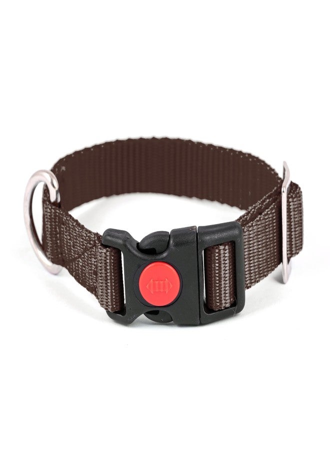 ADIL's Adjustable 19mm Nylon Dog & Cat Collar - Suitable for Small & Medium Sized Dogs, Cats & Rabbits with Quick Release Strong Plastic Lock Buckle, Colour: Brown,Size: XS - Image 1