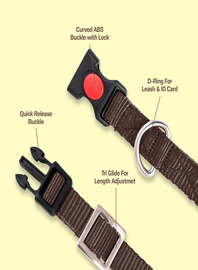 ADIL's Adjustable 19mm Nylon Dog & Cat Collar - Suitable for Small & Medium Sized Dogs, Cats & Rabbits with Quick Release Strong Plastic Lock Buckle, Colour: Brown,Size: XS - Image 2