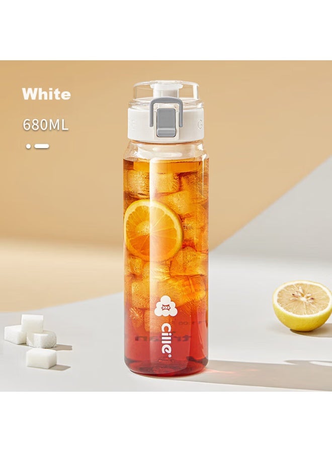 cille Xile Tritan Plastic Cup, Sports Water Bottle For Men And Women, Stylish Outdoor Cup, Portable With Filter, Snowball White, 680ml - Image 1