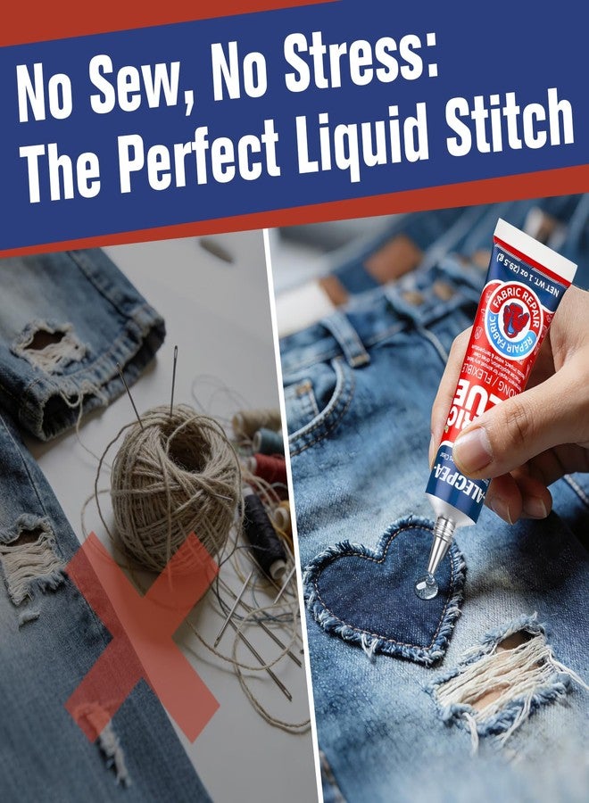 ALECPEA Permanent Fabric Glue Washable, 2-Pack Liquid Stitch for Clothing, Professional Gel Adhesive for Patches, Rhinestones & DIY Crafts, Includes 2 Clips & 1 Stirring Stick, 29.5g x 2 - Image 2