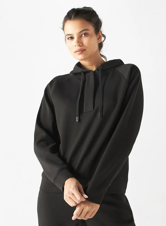 ADOT by Splash Solid Hoodie with Placket Detail and Long Sleeves