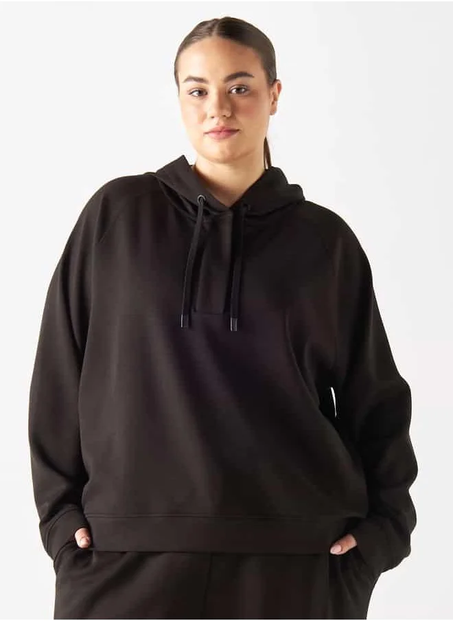 ADOT Solid Hoodie with Placket Detail and Long Sleeves
