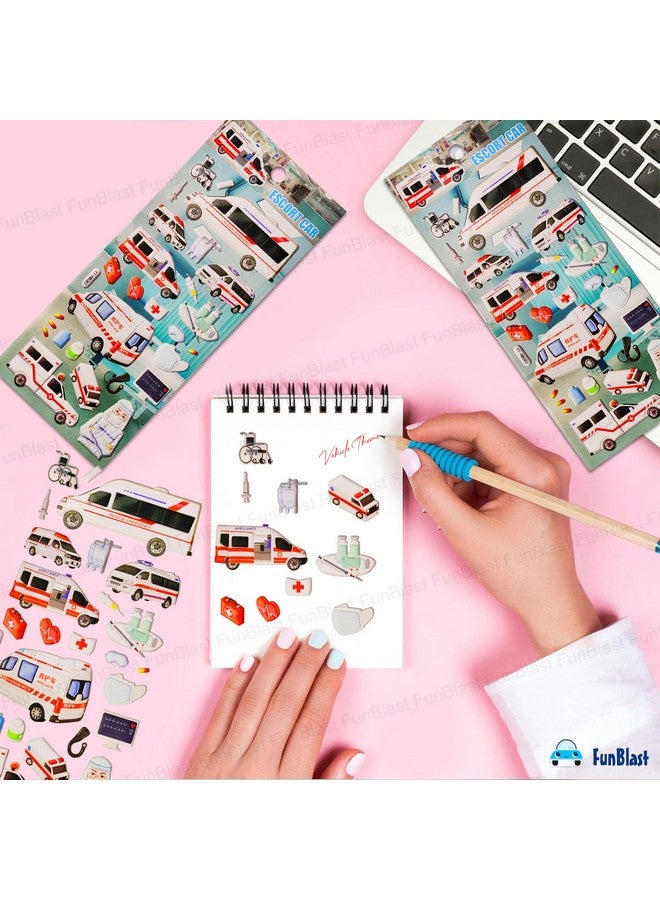 فنبلاست مجموعة ملصقات سيارة مرافقة من فن بلاست - ورقتان، أكثر من 50 ملصقًا منتفخًا كاواي للأطفال، ملصقات ثلاثية الأبعاد للبنات، ملصقات جمالية، ملصقات إسفنجية للأطفال، ملصقات ذاتية اللصق (متعددة الألوان) - Image 2