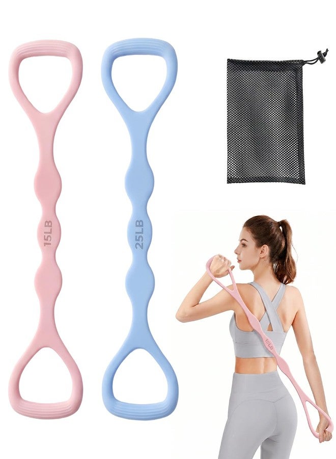 DAWZMR 2 PCS Figure 8 Resistance Bands for Women, 15 Lbs & 25 Lbs Keep Resistance Band with Non-Slip Handles for Arms Back Chest & Shoulder - Image 1