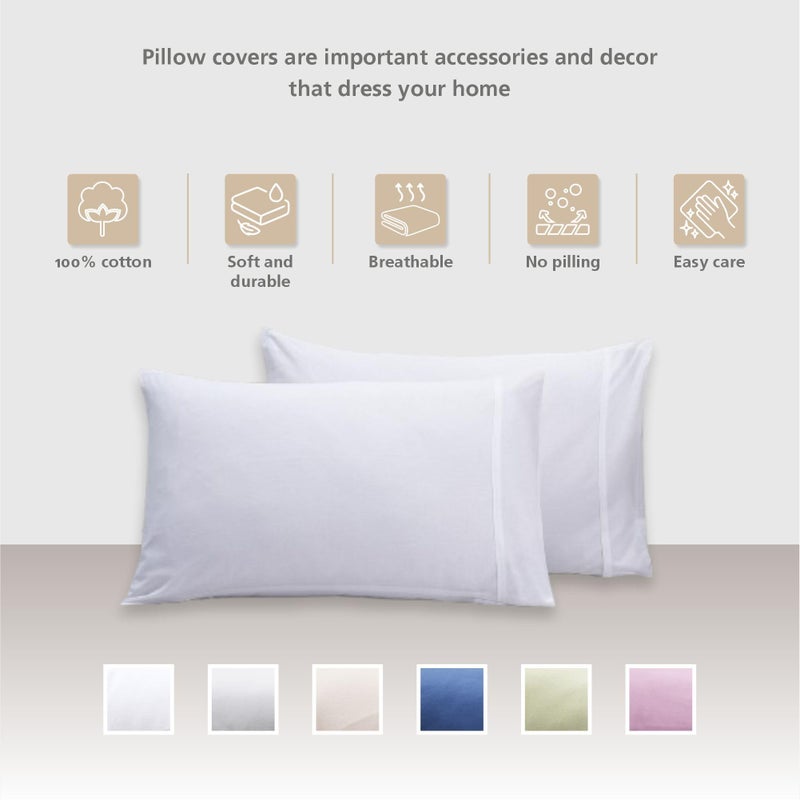 maspar 2-Piece Solid Standard 100% Cotton Pillow Covers for Bed Décor - 50x75 cm - Image 4