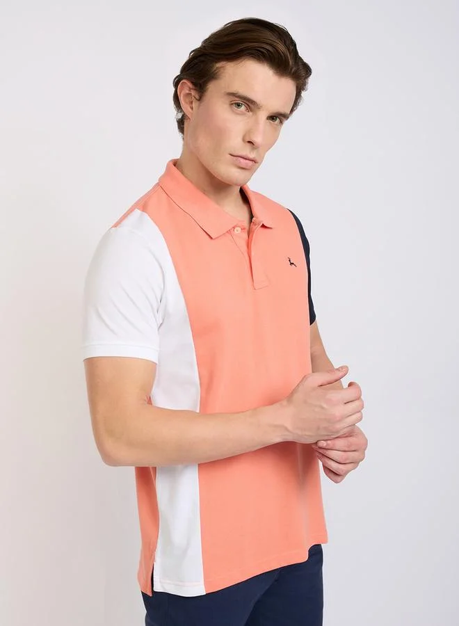Parx Men Orange Regular Fit Cut and Sew Polo T-Shirt
