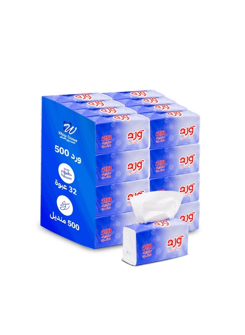 ورد مناديل ورد 500 منديل مفرد 32 عبوة - Image 1
