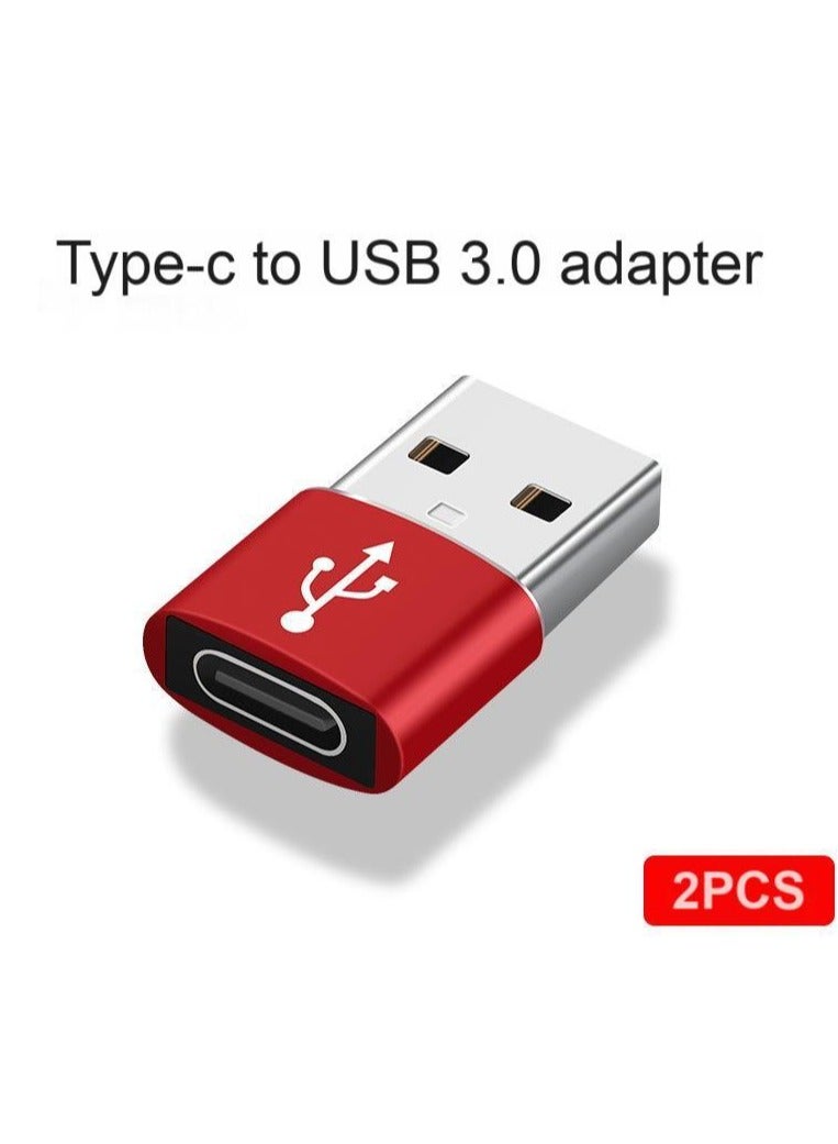 2-Piece Type-C to USB-A Converter OTG Adapter Set – USB 3.0 Technology, Supports Data Transfer & Charging – Red - Image 1