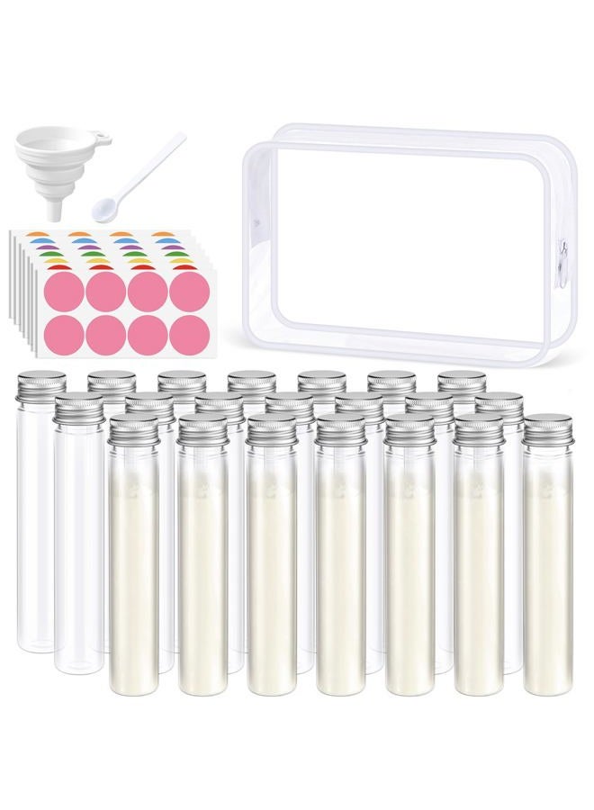 Shinylin 33 Pcs Protein Powder Travel Container Set 21 Pcs 90ml Reusable Powder Supplement Plastic Tubes and Portable Travel Organizer Zip Up Bags Funnels Spoons and Labels for Workout, Fitness - Image 1