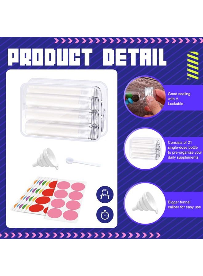 Shinylin 33 Pcs Protein Powder Travel Container Set 21 Pcs 90ml Reusable Powder Supplement Plastic Tubes and Portable Travel Organizer Zip Up Bags Funnels Spoons and Labels for Workout, Fitness - Image 3