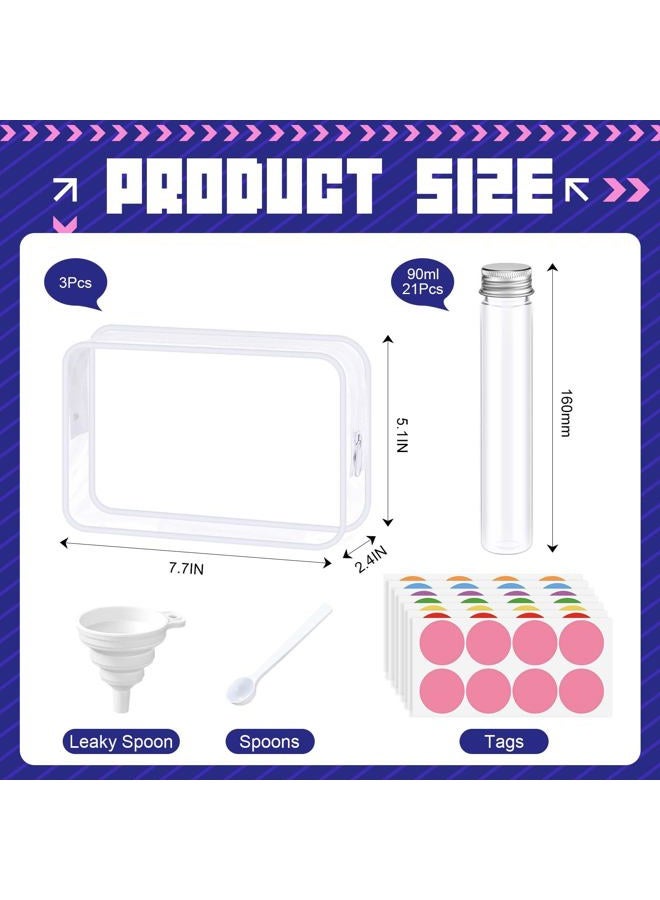 Shinylin 33 Pcs Protein Powder Travel Container Set 21 Pcs 90ml Reusable Powder Supplement Plastic Tubes and Portable Travel Organizer Zip Up Bags Funnels Spoons and Labels for Workout, Fitness - Image 2