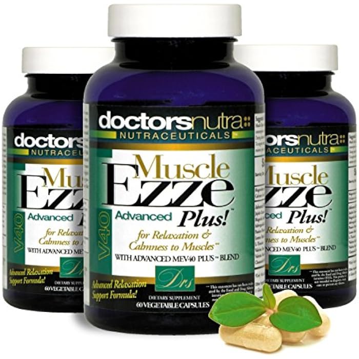 Doctors Nutra Nutraceuticals Pack of 3 Natural Relaxant Muscle Ezze Plus Advanced Day-Time Night-Time 24-7 Maximum Strength Capsules. - Image 1
