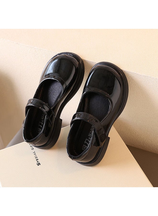 Children's Leather Shoes, Girls' Princess Shoes, Black Patent Performance Shoes, Flats, Wpd(wz)-0225, Black, Size 29 - Image 2