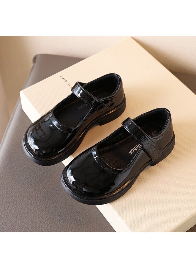 Children's Leather Shoes, Girls' Princess Shoes, Black Patent Performance Shoes, Flats, Wpd(wz)-0225, Black, Size 29 - Image 1