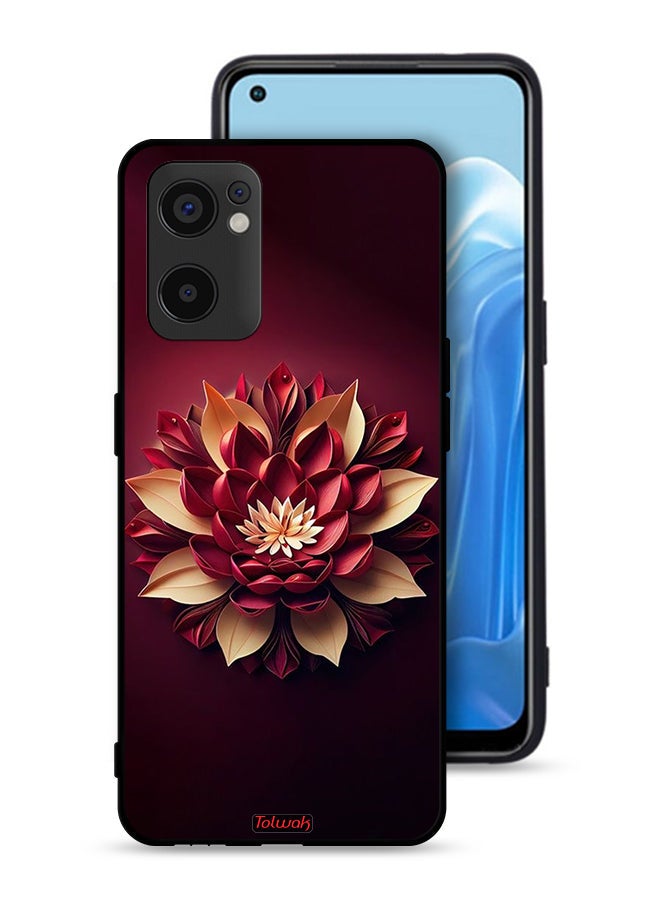 Tolwak Oppo Reno7 SE 5G Protective Case Cover Flower Abstract Design - Image 1