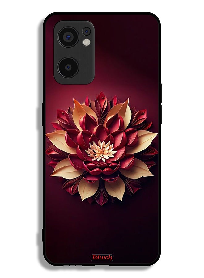 Tolwak Oppo Reno7 SE 5G Protective Case Cover Flower Abstract Design - Image 2