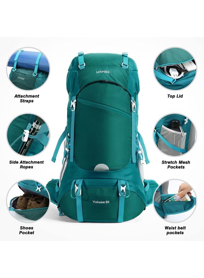 HOMIEE 50L Hiking Backpack Travel Bag Waterproof Camping Rucksack with Rain Cover Lightweight Backpacking - Image 3
