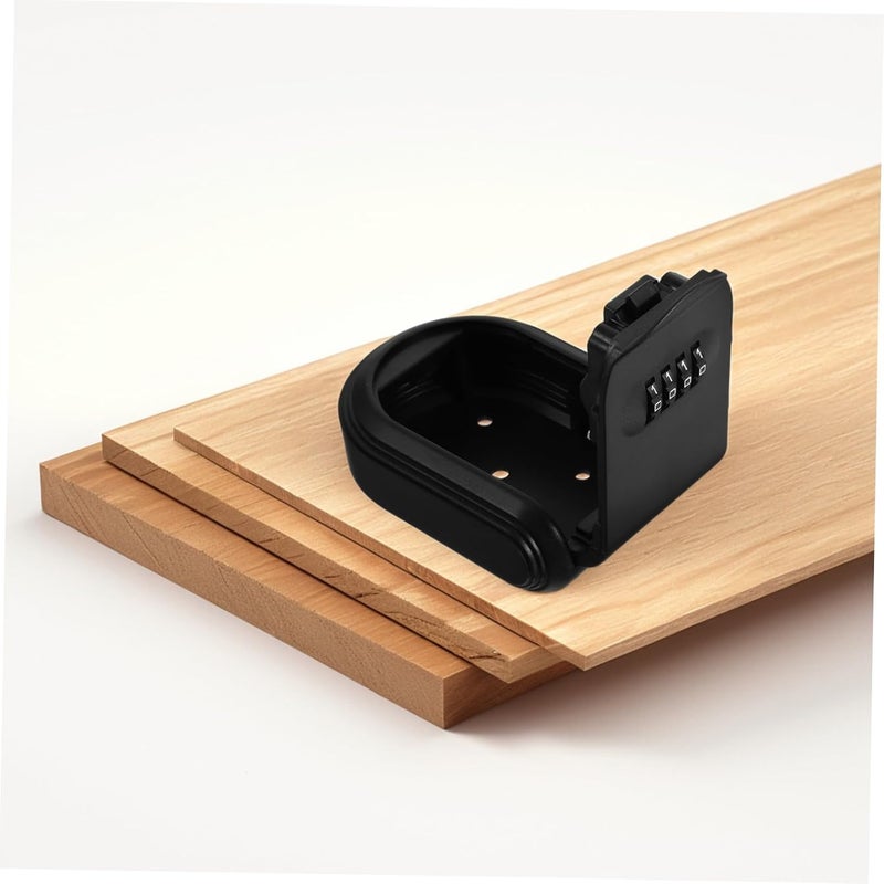 Black Plastic Combination Code Lock Box for Outdoor Key Storage Wall-Mounted Key Organizer with Security Lock - Image 4