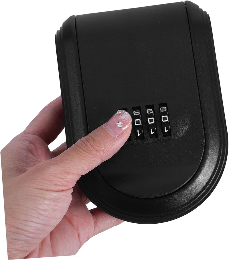 Black Plastic Combination Code Lock Box for Outdoor Key Storage Wall-Mounted Key Organizer with Security Lock - Image 3
