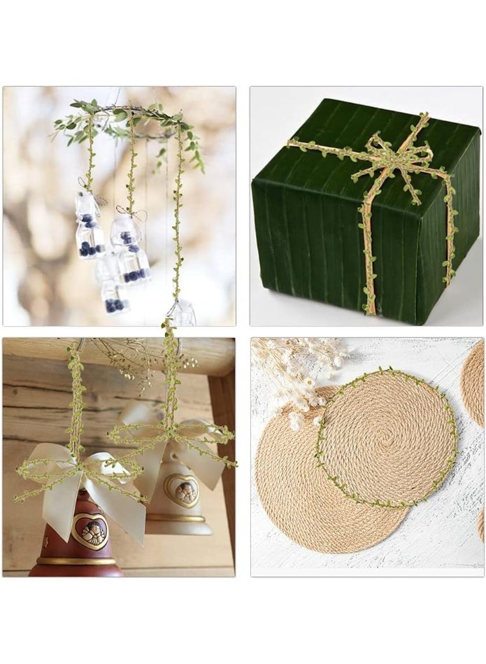 20m Artificial Burlap Leaf Ribbon – Jute Twine with Green Leaves for Crafts, Wedding, Party, Gift Wrapping & Garden Decorations - Image 2