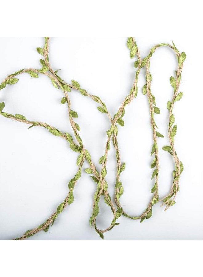 20m Artificial Burlap Leaf Ribbon – Jute Twine with Green Leaves for Crafts, Wedding, Party, Gift Wrapping & Garden Decorations - Image 3