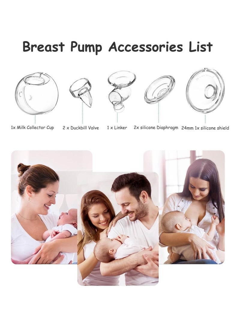 Barakah Pump Parts Wearable Breast Pump Replacement Parts Milk Collector Cup Accessories for TSRETE S12 S9 Kmaier S12 Include Duckbill Valve 24mm Flange Silicone Diaphragm Linker - Image 2