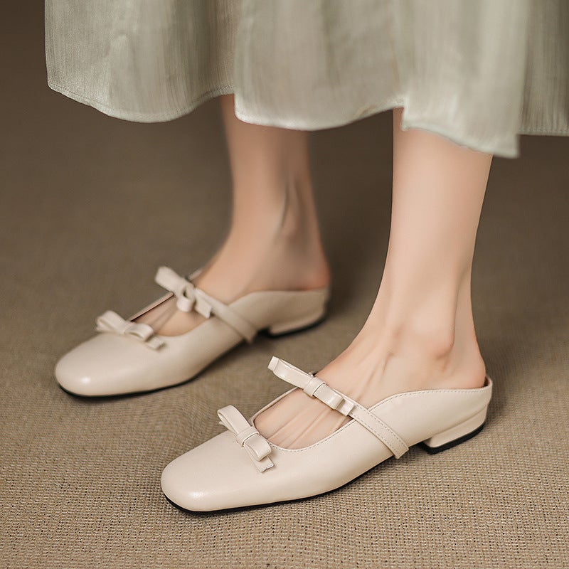 Export Model 2025 Flats Bow 33-43 Large Size Square Toe Toe Outdoor Slippers - Image 2