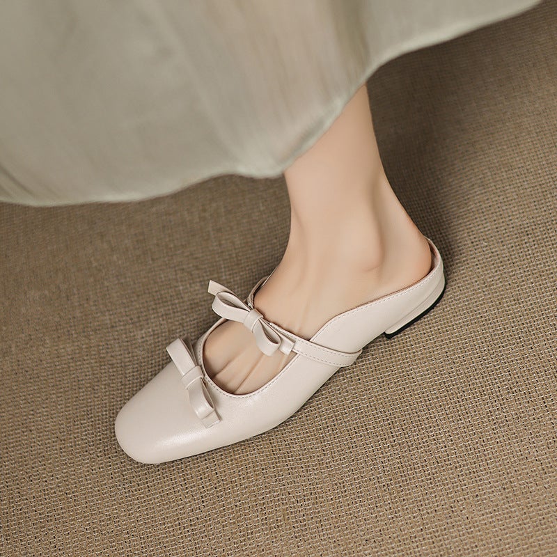 Export Model 2025 Flats Bow 33-43 Large Size Square Toe Toe Outdoor Slippers - Image 3