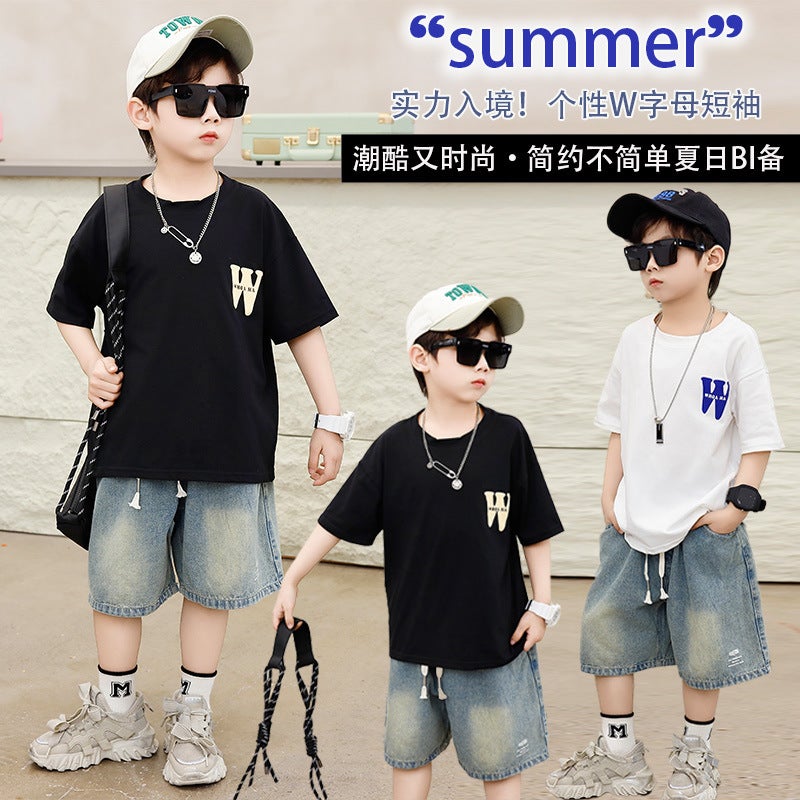 Children'S Short-Sleeved T-Shirt Boys Summer Children'S Clothing Category A Cotton A Generation Of New Sports Bottoming Shirt Summer - Image 2