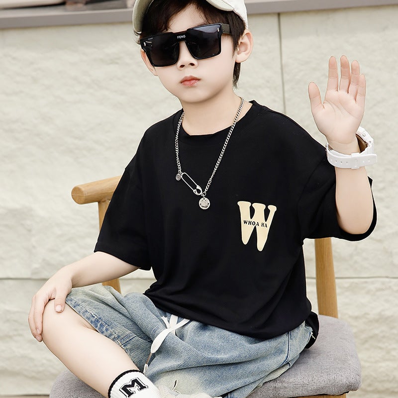 Children'S Short-Sleeved T-Shirt Boys Summer Children'S Clothing Category A Cotton A Generation Of New Sports Bottoming Shirt Summer - Image 4