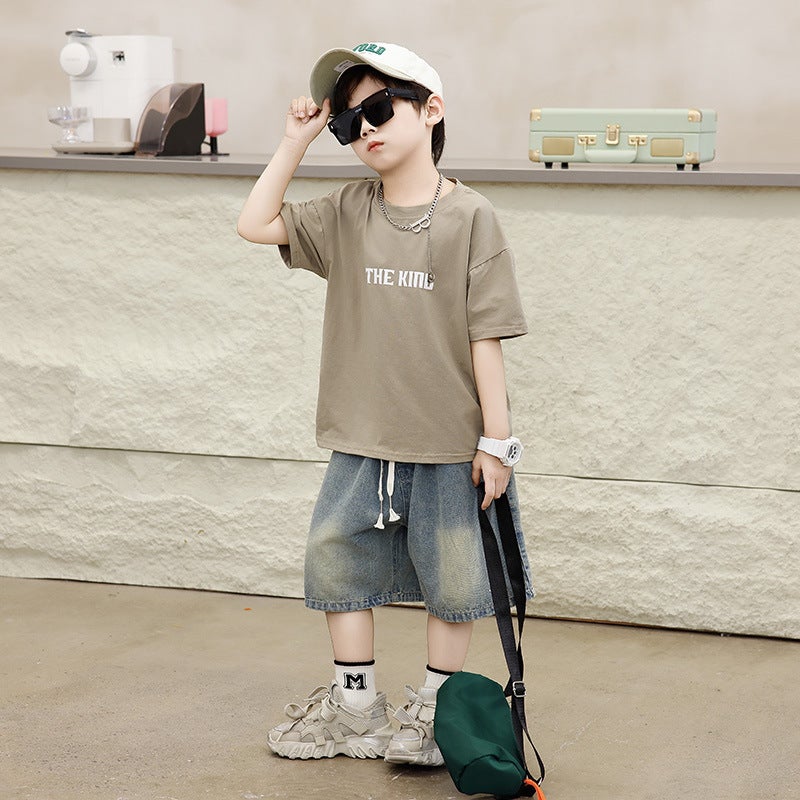 Children'S Short-Sleeved T-Shirt Boys Summer Children'S Clothing Category A Cotton A Generation Of New Sports Bottoming Shirt Summer - Image 1