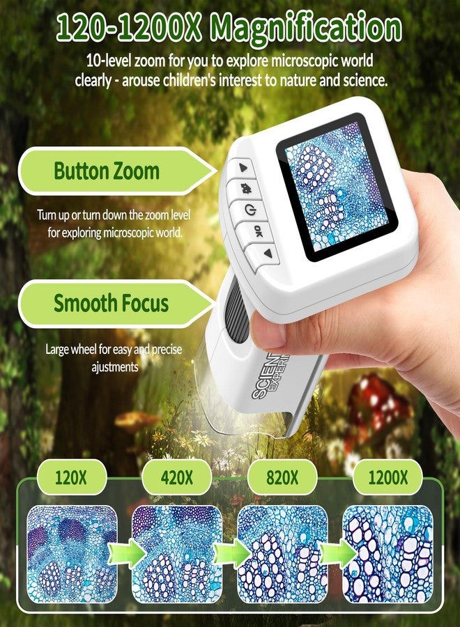 Tozuoup Microscope for Kids, 1200X Kids Microscope Pocket Portable Microscopes with Photo and Video Function, Mini Handheld Digital 2" Screen Rechargeable Student Edu Science Microscopes for Kids 6-7 8-12 - Image 2