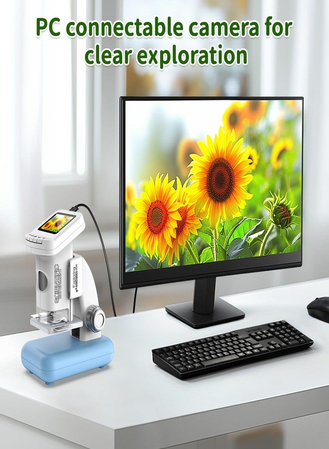 Tozuoup Microscope for Kids, 1200X Kids Microscope Pocket Portable Microscopes with Photo and Video Function, Mini Handheld Digital 2" Screen Rechargeable Student Edu Science Microscopes for Kids 6-7 8-12 - Image 4