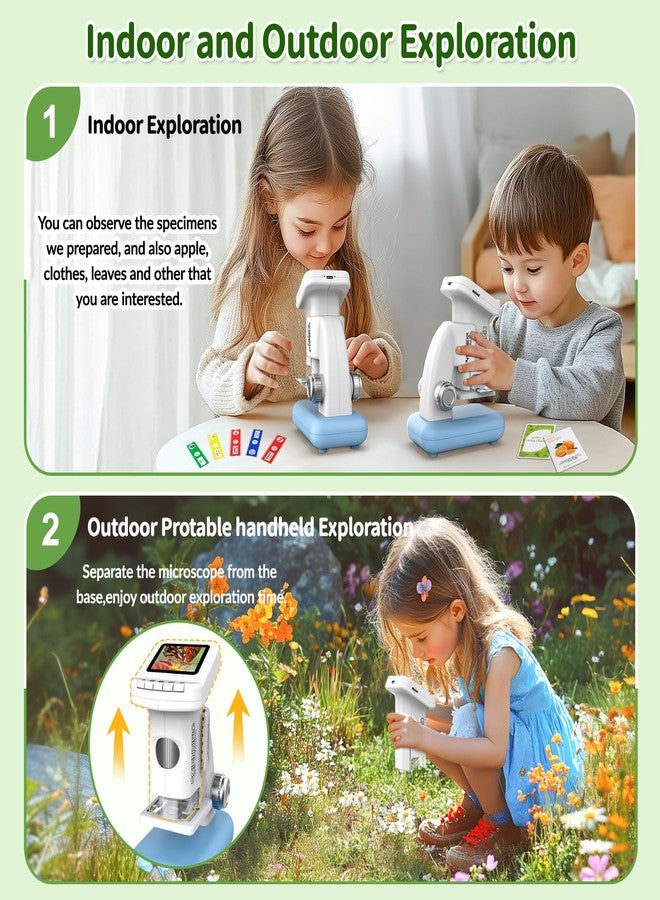 Tozuoup Microscope for Kids, 1200X Kids Microscope Pocket Portable Microscopes with Photo and Video Function, Mini Handheld Digital 2" Screen Rechargeable Student Edu Science Microscopes for Kids 6-7 8-12 - Image 3