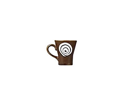 Caffeine Ceramic Handmade Brown Doodle Tea Cup (Set of 4) - Image 3