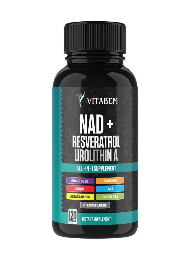 Vitabem NAD+ Supplement Complex – NAD Supplement+ 300 mg with Astaxanthin, Urolithin A, Resveratrol, CoQ10 & Antioxidant Blend – Cellular Energy, Mitochondrial Support – 120 Count (Pack of 1) - Image 1