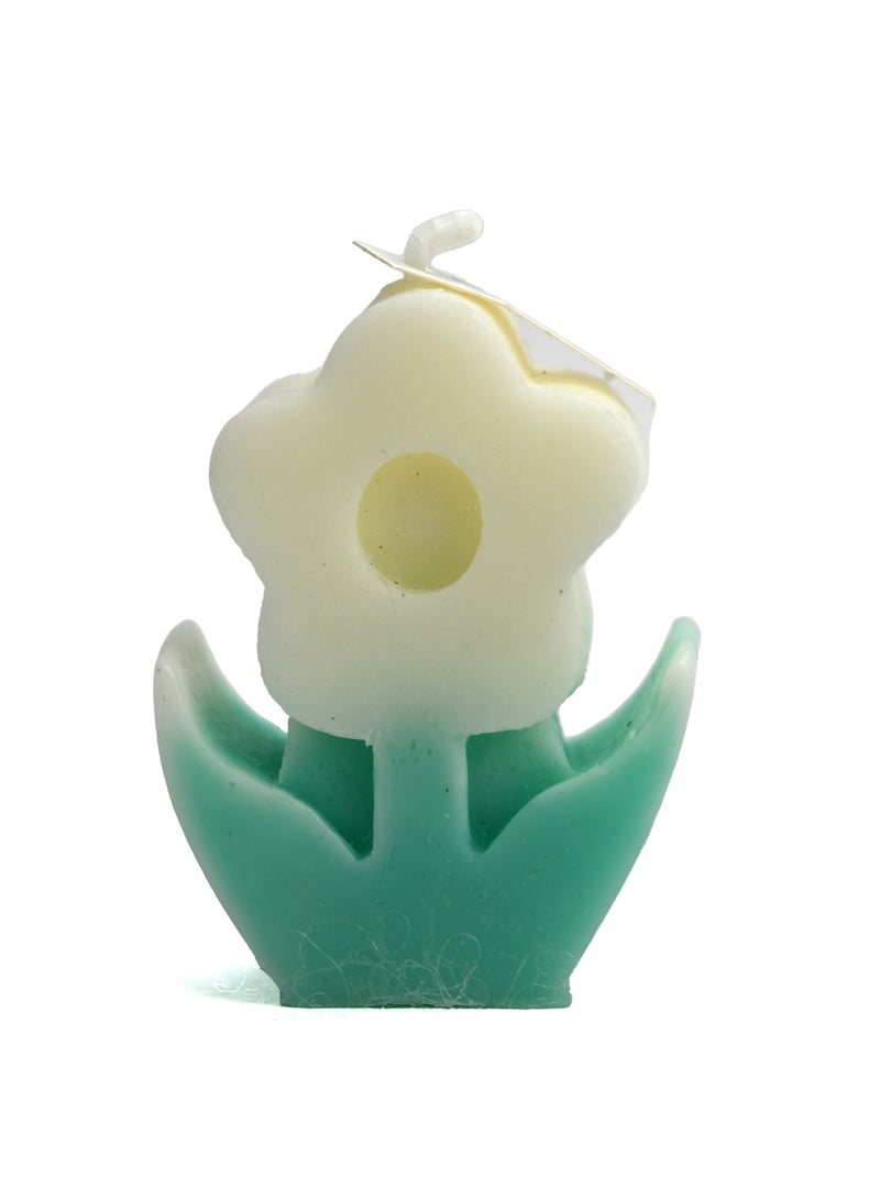 Flower Shaped Scented Candle /Perfect Scented Candle For Home & Office Decor/Incense Candle Décor For Living Room, Hall, Café/ White and Green Candle With Nice Fragrance For Gifting