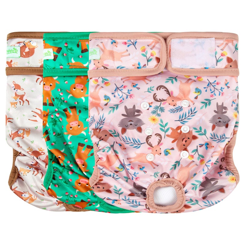 wegreeco Washable Female Dog Diapers Highly Absorbent Reusable Diapers for Dog in Heat Period, 3 Pack (Deer, Medium) - Image 1