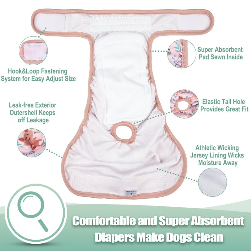 wegreeco Washable Female Dog Diapers Highly Absorbent Reusable Diapers for Dog in Heat Period, 3 Pack (Deer, Medium) - Image 4