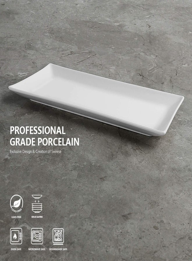 AKDC Sweese 704.000 14 Inch White Rectangular Plate, Serving Platter For Parties, Porcelain Serving Plate - Image 2