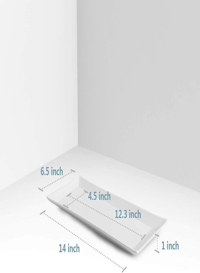 AKDC Sweese 704.000 14 Inch White Rectangular Plate, Serving Platter For Parties, Porcelain Serving Plate - Image 4