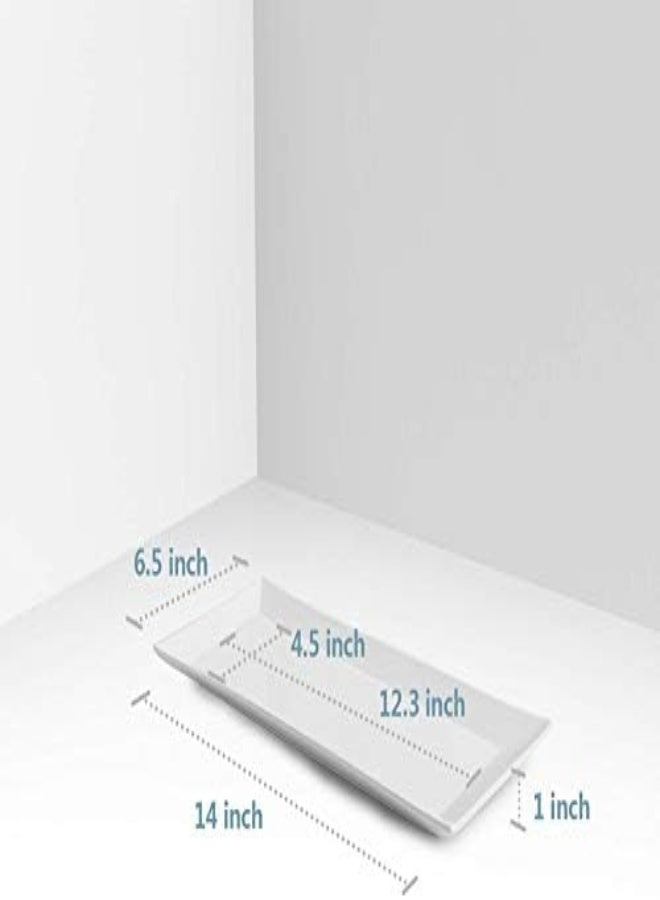 AKDC Sweese 704.000 14 Inch White Rectangular Plate, Serving Platter For Parties, Porcelain Serving Plate - Image 5