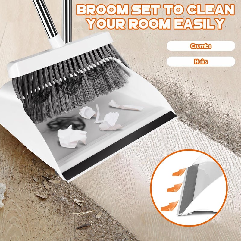 Gadhra 51 Broom with Dustpan Combo Set Broom and Dustpan Set with Long Handle for Indoor Outdoor SweepingWhite Orange - Image 2