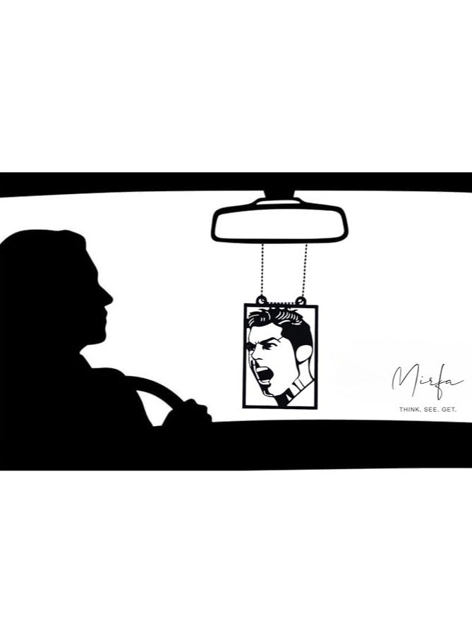 MIRFA Rearview Mirror Hanging Pendant - Wood - Black (Cristiano Ronaldo)  - Image 1