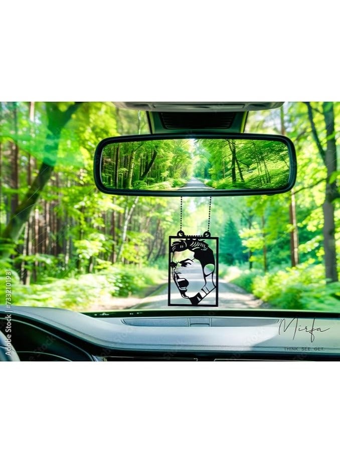 MIRFA Rearview Mirror Hanging Pendant - Wood - Black (Cristiano Ronaldo)  - Image 3