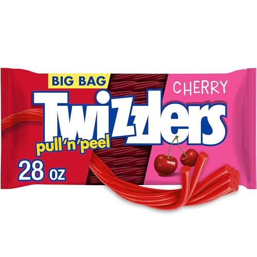Twizzlers تويزلرز بول أن بيل بنكهة الكرز على طريقة العرقسوس - حلوى مطاطية كبيرة الوزن 28 أوقية - Image 1