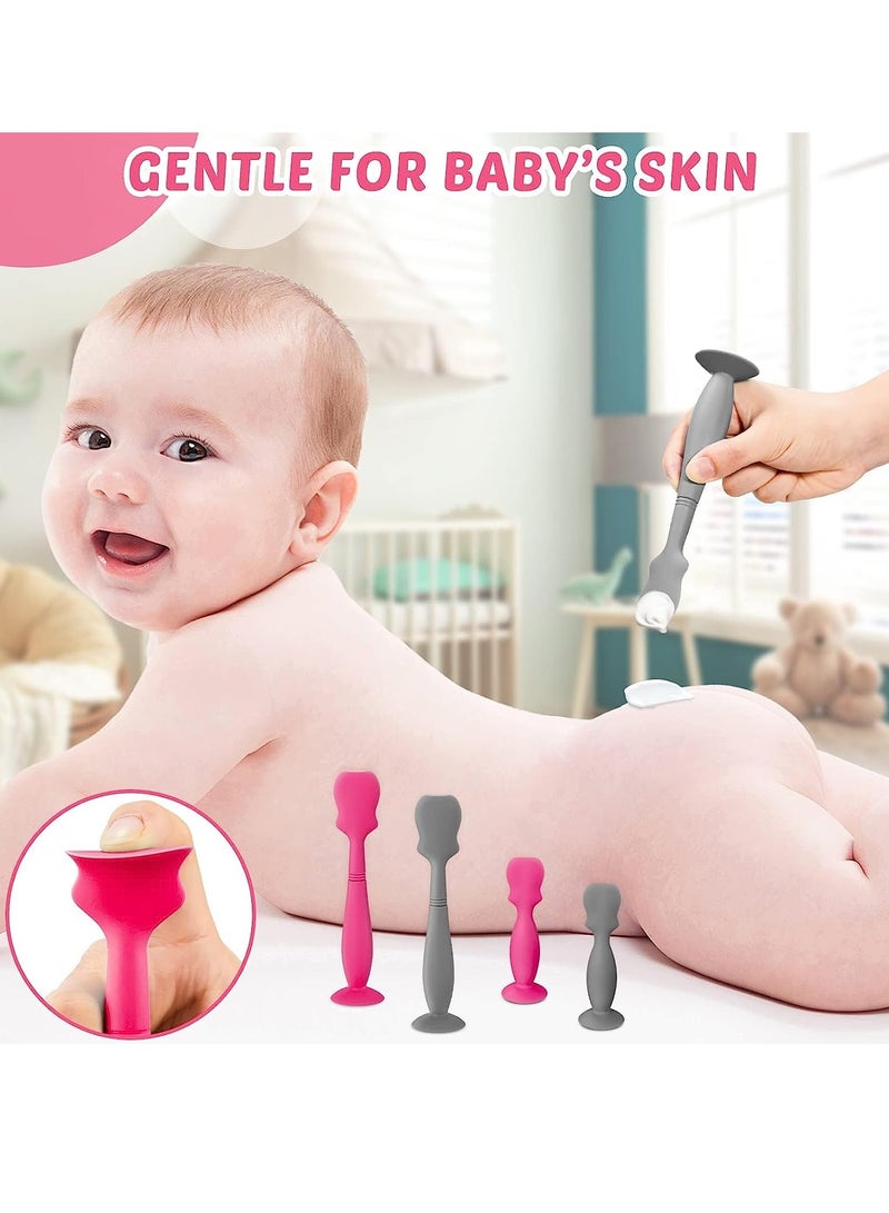 KASTWAVE 4 Pack Baby Diaper Cream Spatula Applicator Soft Silicone Baby Paste Spatula Mini Rash Cream Brush for Baby Newborn (Rose, Gray) - Image 5